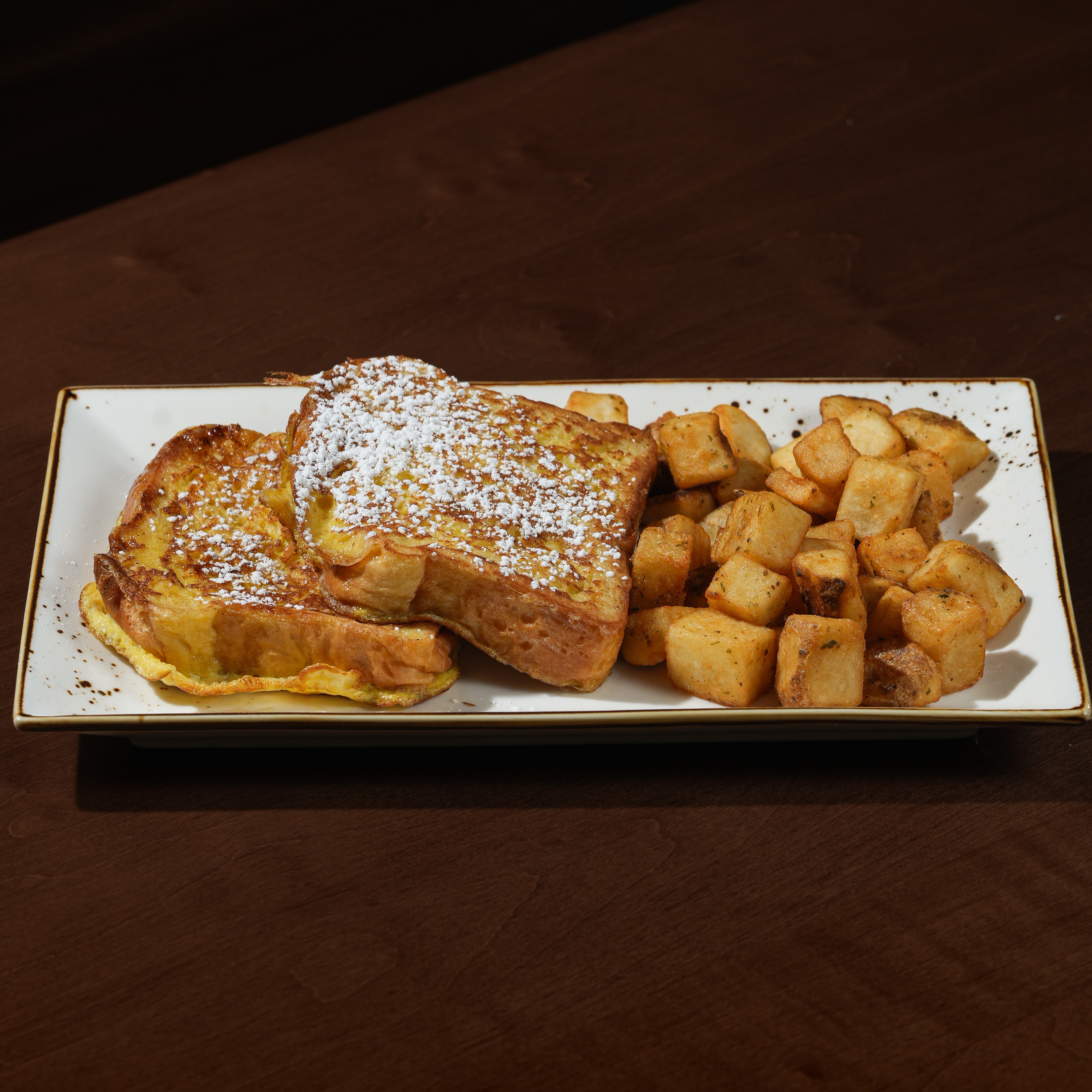 Little French Toast — French toast with home fries. — Little Brunchers at SOLENA Brunch & Bar in Corso Italia, Toronto