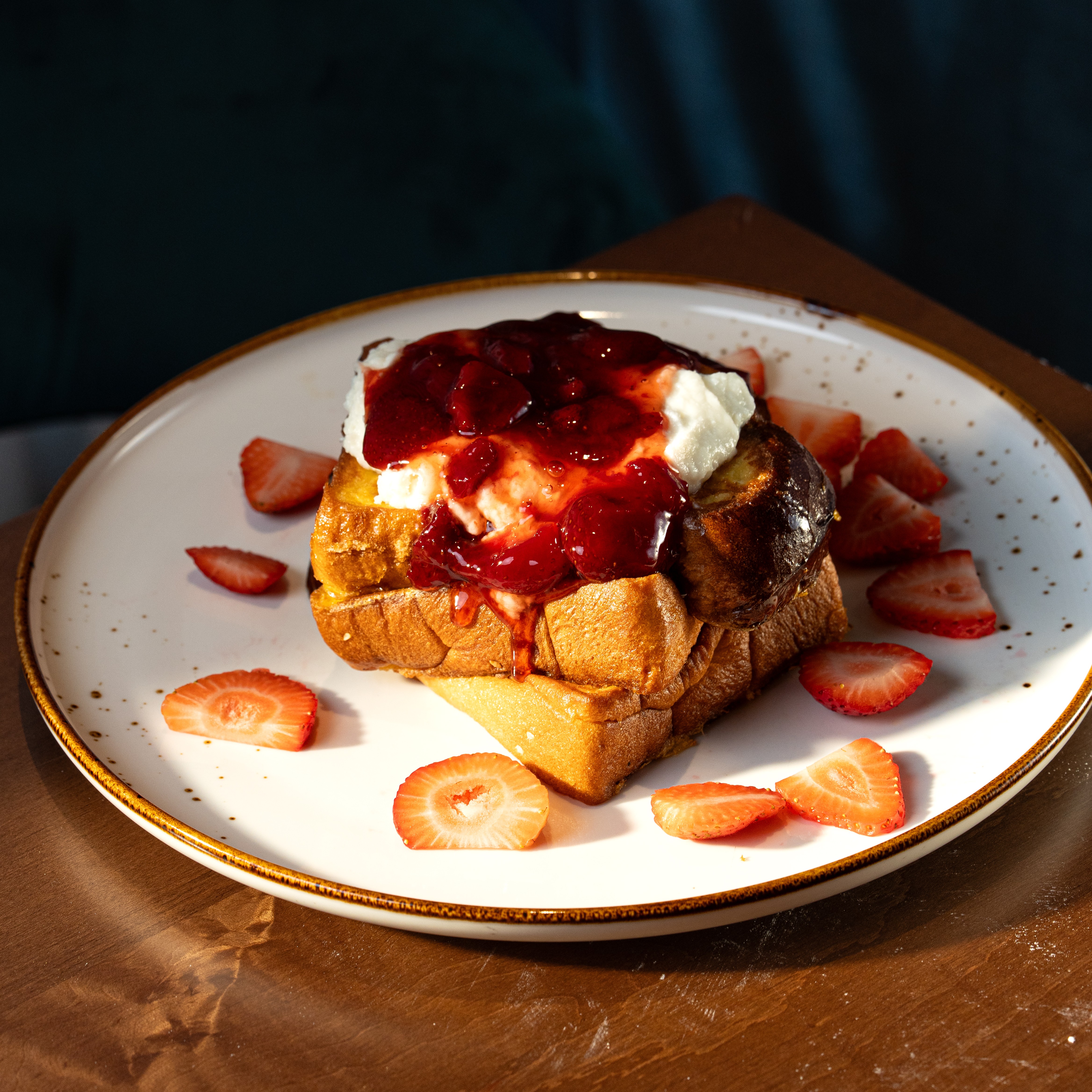 Summer Berry French Toast — French toast with creamy ricotta, strawberries, strawberry and maple syrup. — Sweet Brunch at SOLENA Brunch & Bar in Corso Italia, Toronto