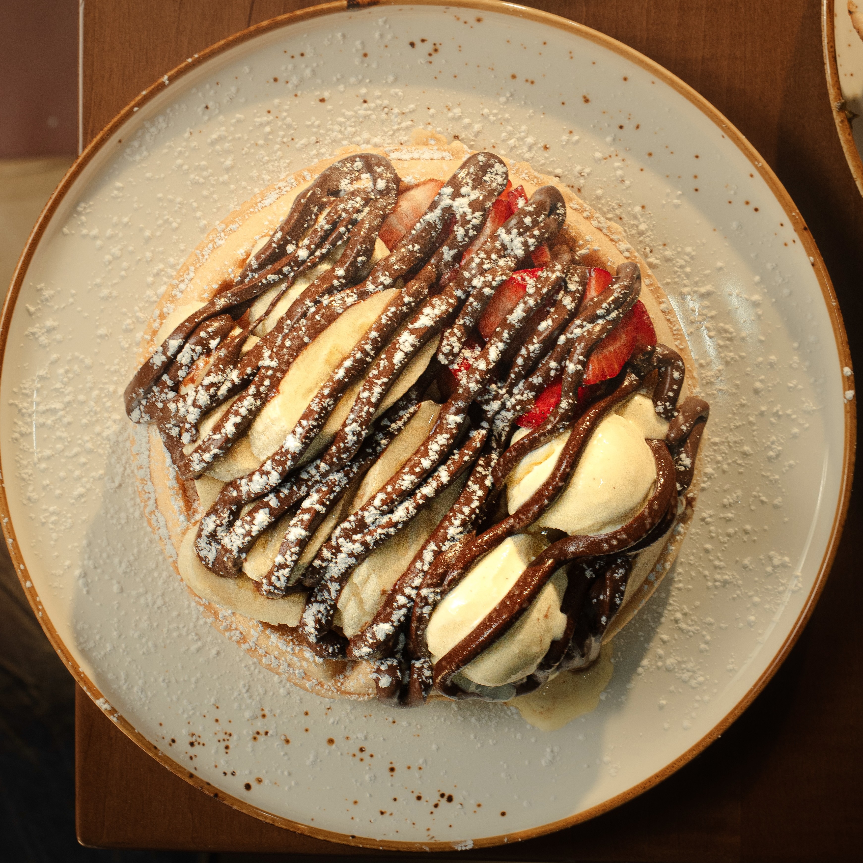 Belgian Waffle — Belgian waffle with fresh fruit, whipped cream, and maple syrup. — Sweet Brunch at SOLENA Brunch & Bar in Corso Italia, Toronto