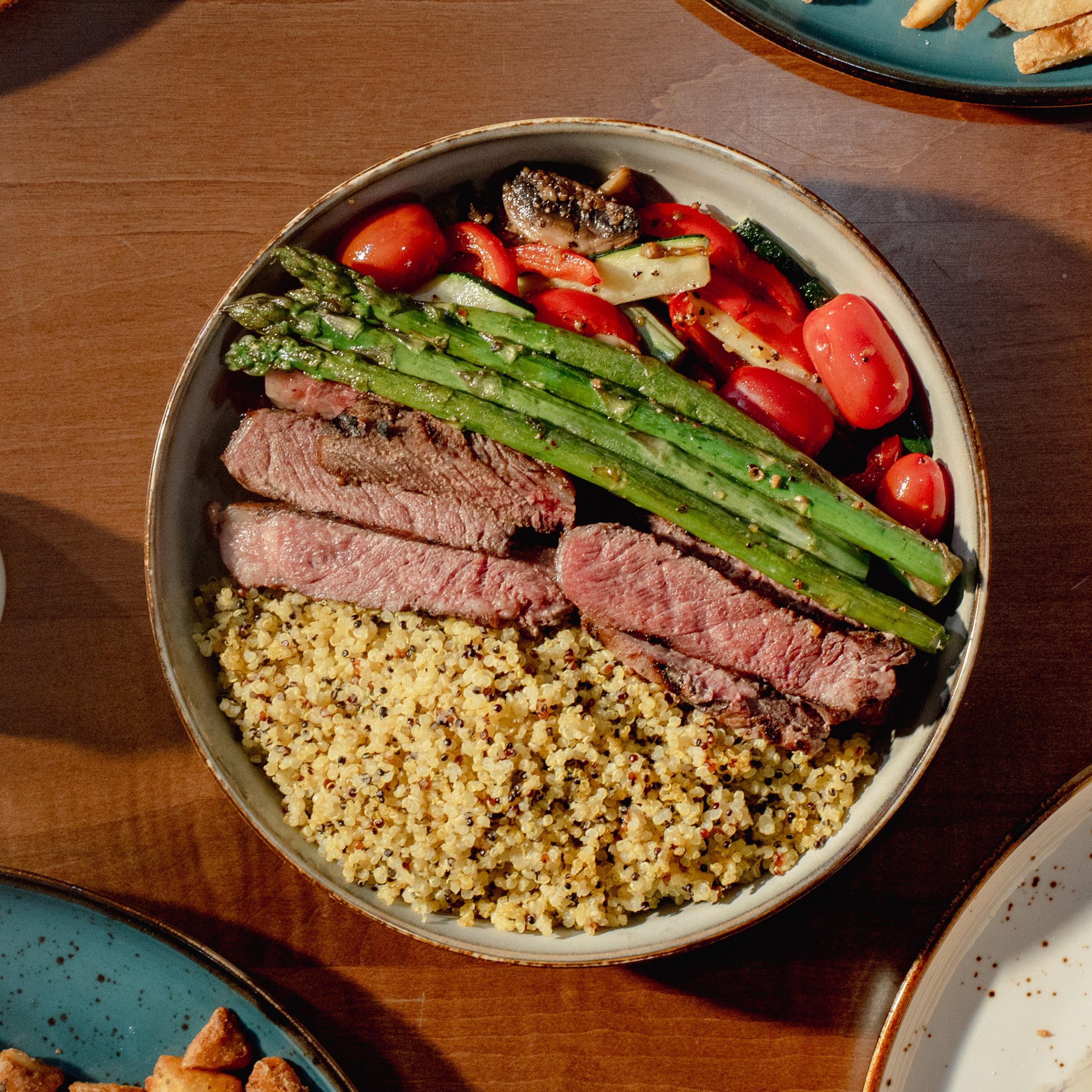 Steak Bowl — Grilled steak with quinoa and roasted vegetables. — Power Bowls at SOLENA Brunch & Bar in Corso Italia, Toronto
