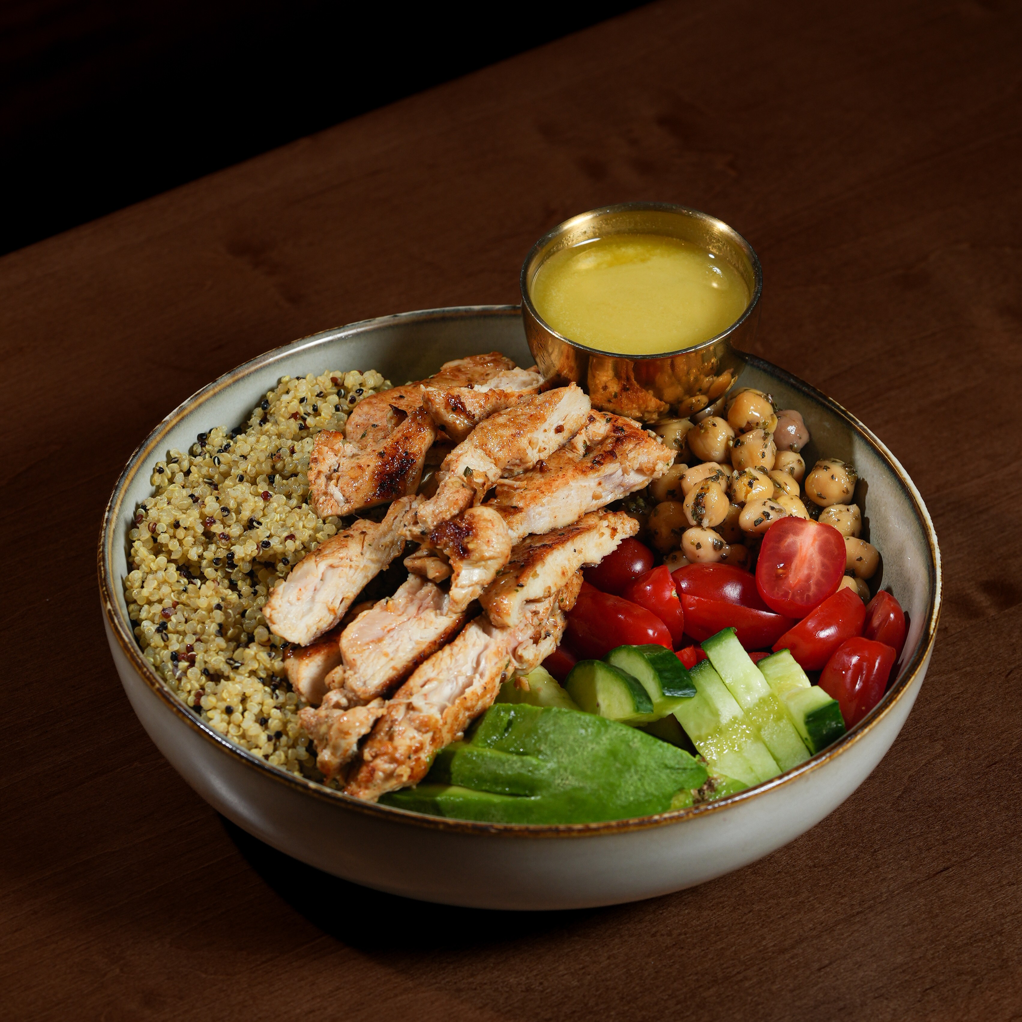 Atlantic Salmon Bowl — Atlantic salmon fillet with quinoa and roasted vegetables. — Power Bowls at SOLENA Brunch & Bar in Corso Italia, Toronto