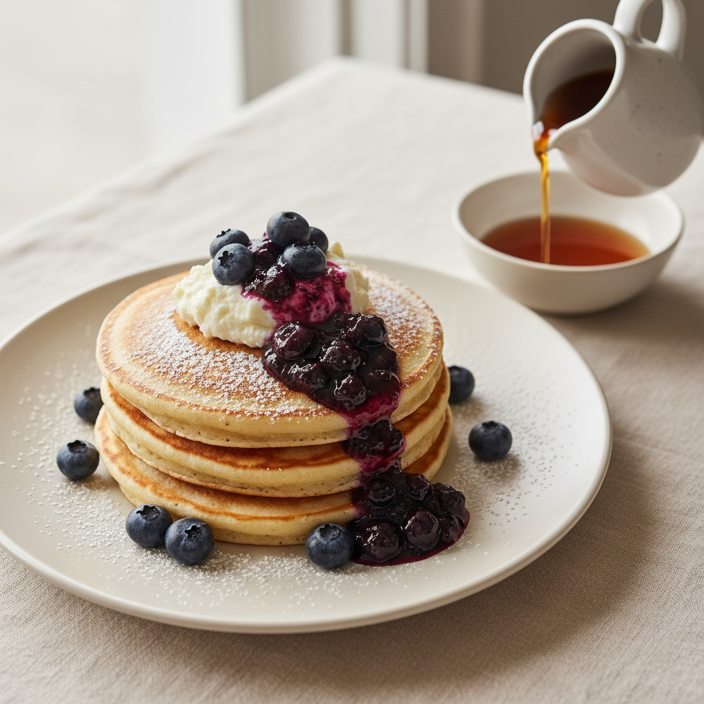 Sweet Ricotta Blueberry Pancakes